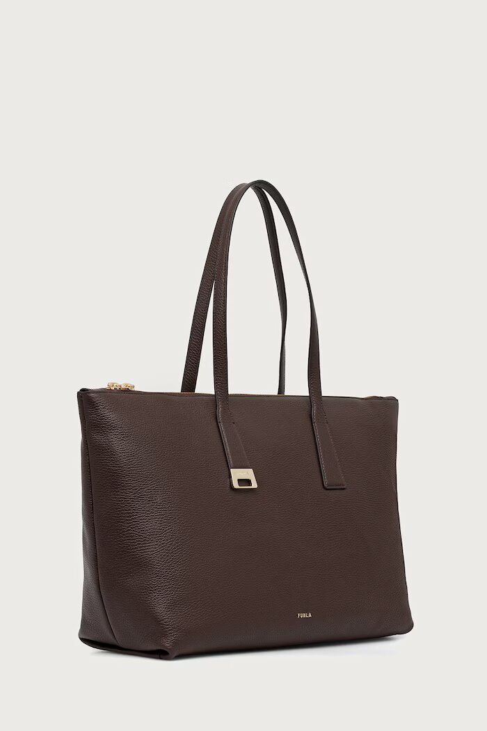 Furla шопинг чанта дамска от кожа Olivia L Tote кафява WB01940.HSF000.4284S