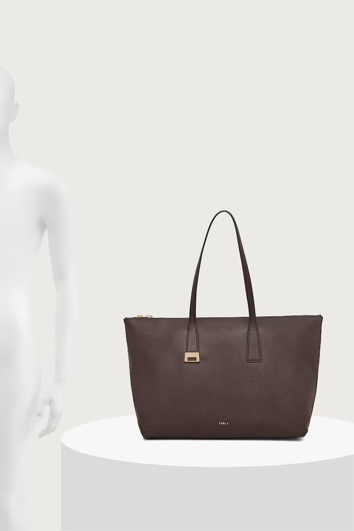 Furla шопинг чанта дамска от кожа Olivia L Tote кафява WB01940.HSF000.4284S