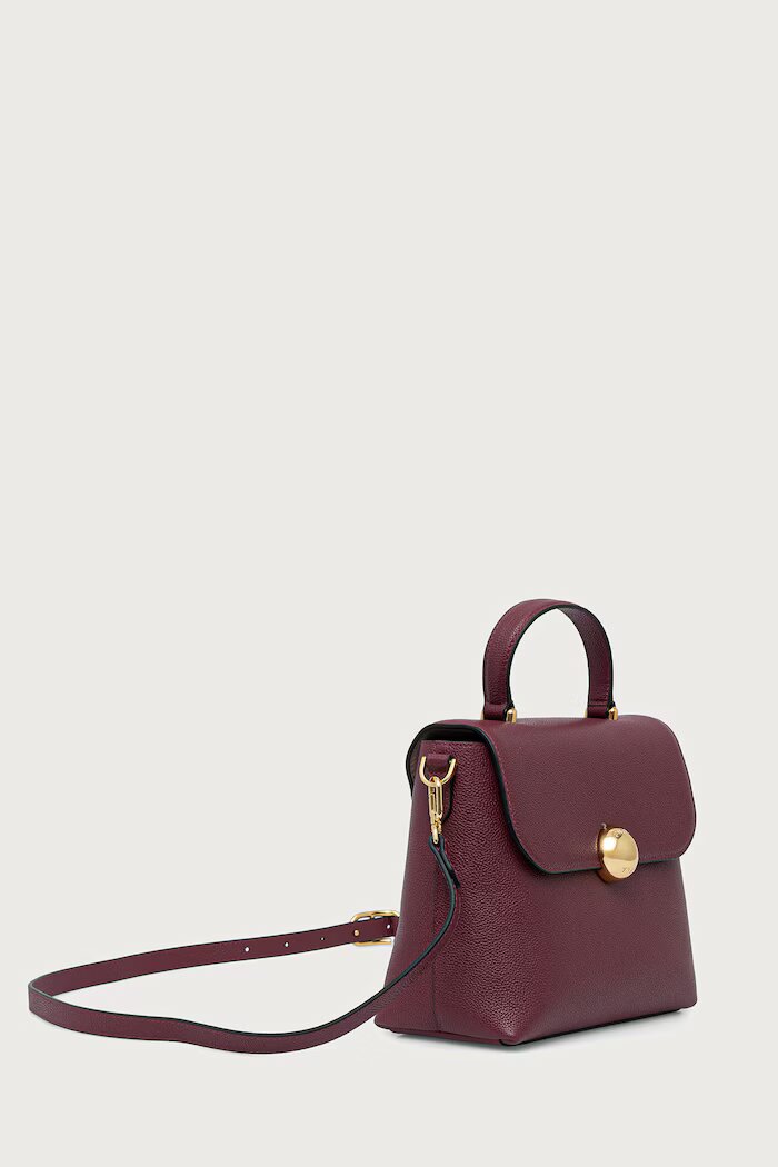 Furla структурирана чанта дамска от кожа Moonlight S Top Handle бордо WB01882.BX3036.4908S