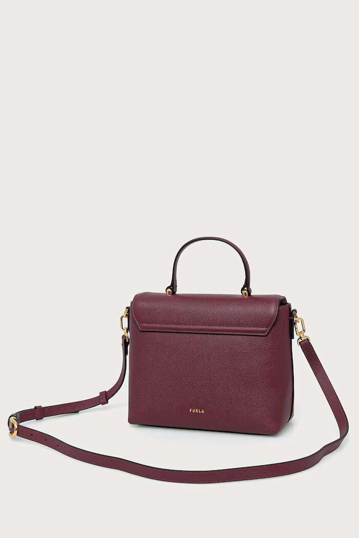 Furla структурирана чанта дамска от кожа Moonlight S Top Handle бордо WB01882.BX3036.4908S