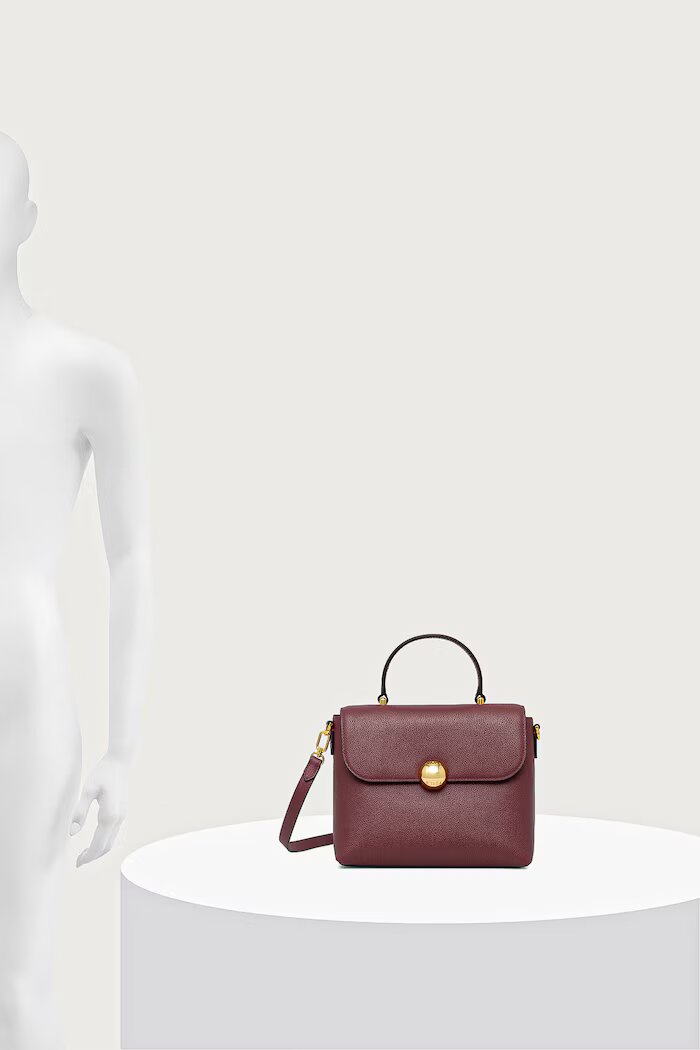 Furla структурирана чанта дамска от кожа Moonlight S Top Handle бордо WB01882.BX3036.4908S