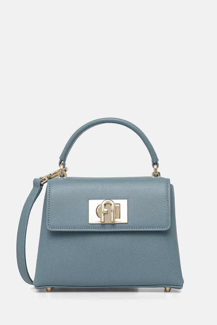 Furla структурирана чанта дамска от кожа тюркоазена WB00109 ARE000 4896S