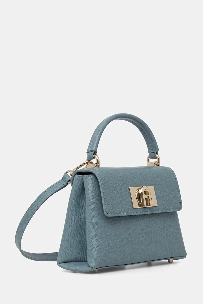 Furla структурирана чанта дамска от кожа тюркоазена WB00109 ARE000 4896S