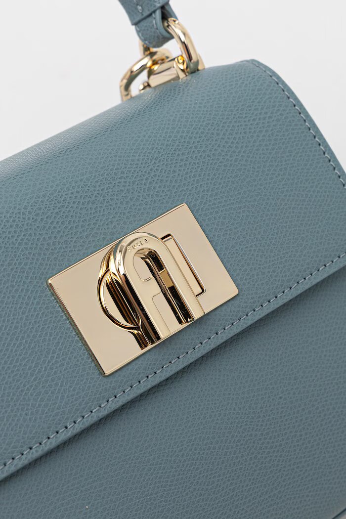 Furla структурирана чанта дамска от кожа тюркоазена WB00109 ARE000 4896S