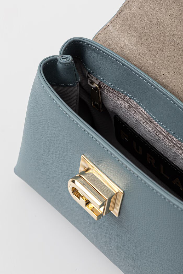 Furla структурирана чанта дамска от кожа тюркоазена WB00109 ARE000 4896S