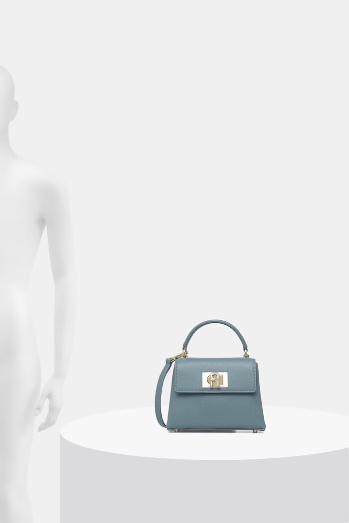 Furla структурирана чанта дамска от кожа тюркоазена WB00109 ARE000 4896S