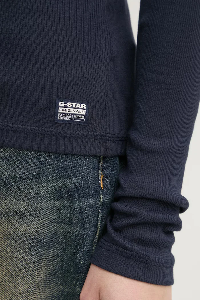 G-STAR Памучна блуза с дълги ръкави в синьо