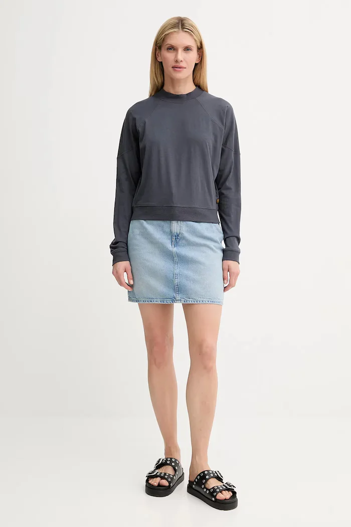 G-STAR Памучна блуза с дълги ръкави в сиво D26611-D601