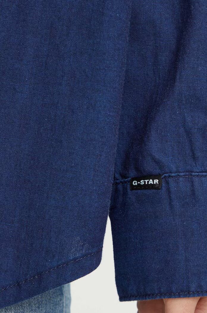 G-STAR Памучна риза дамска в тъмносиньо със свободна кройка с класическа яка