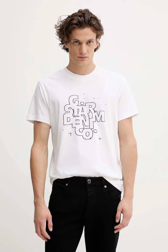G-STAR Памучна тениска HD print в бяло с принт D26824-D975