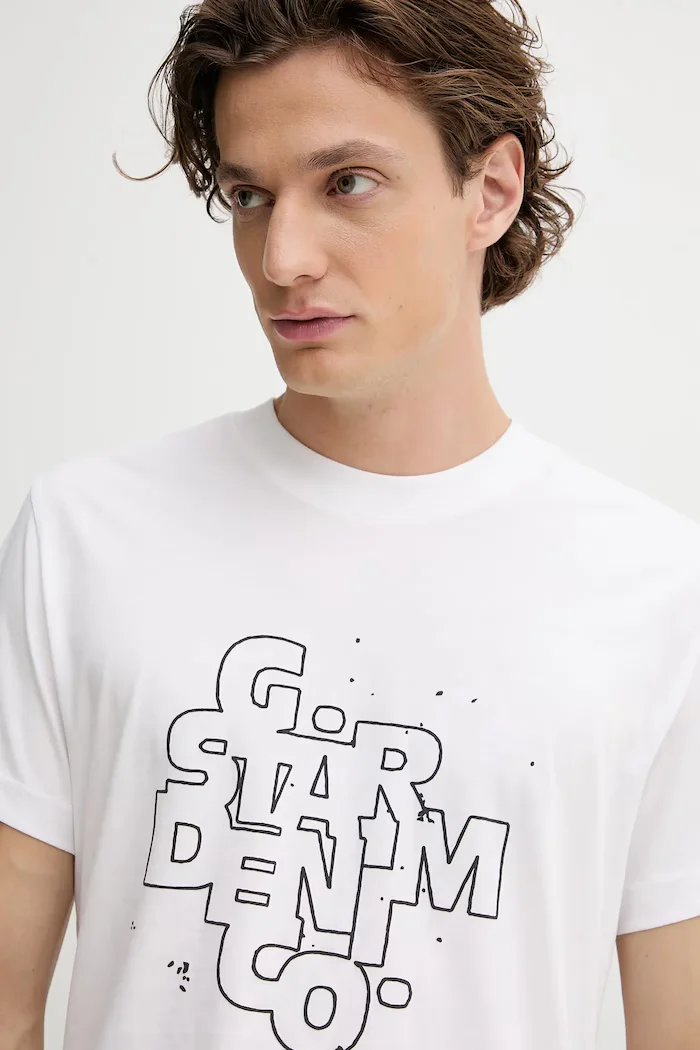 G-STAR Памучна тениска HD print в бяло с принт D26824-D975
