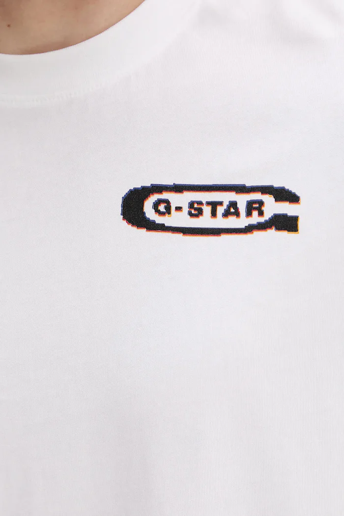 G-STAR Памучна тениска в бяло с принт D26047-C336