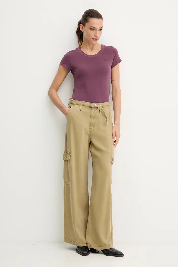 G-STAR тениска дамска от памук Overdyed eyben slim v t 2.0 бордо D24533-B059