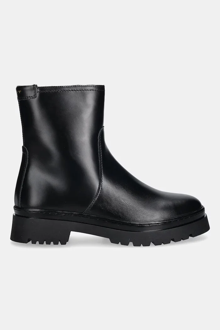 Gant Кожени боти Aligrey в черно с равна подметка 31541155