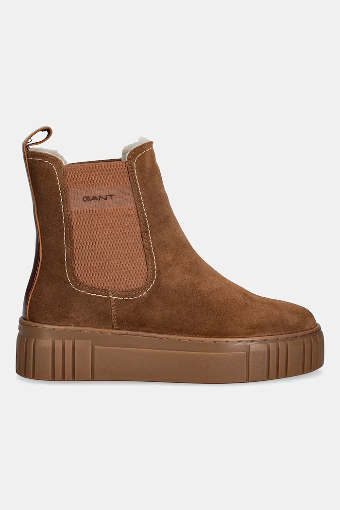 Gant Велурени боти челси Snowmont в кафяво с платформа с изолация 31553098