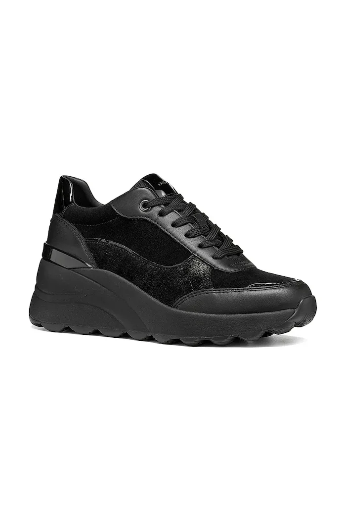 Geox D SPHERICA EC13 маратонки дамски от кожа черни с платформа D65WAB02285C9999