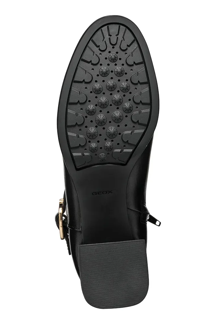 Geox Кожени боти D WALK PLEASURE 55 в черно с дебел ток D46XBA 00043 C9999