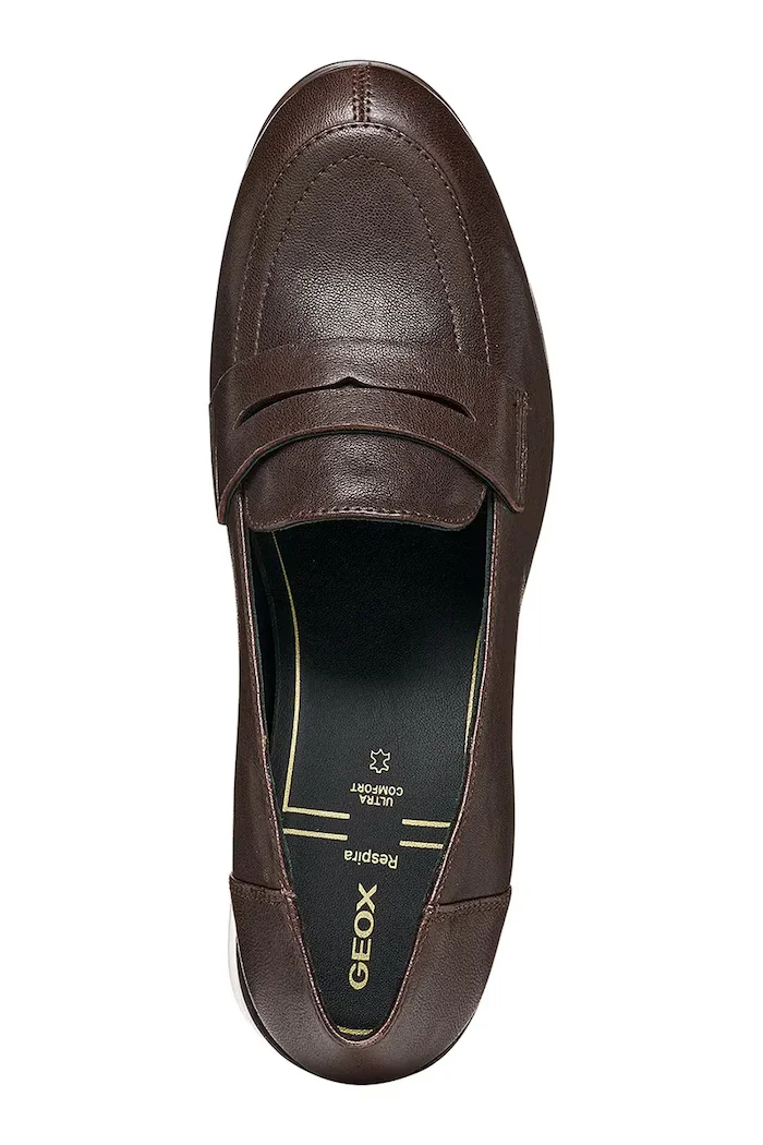 Geox обувки с дебел ток от кожа D WALK PLEASURE 55T кафяви D680VA000LMC6006