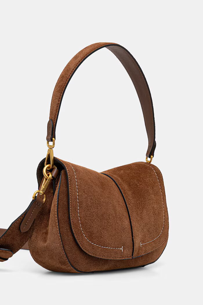 GIANNI CHIARINI чанта crossbody дамска от велур HELENA ROUND кафява BS 12618 CM-PL