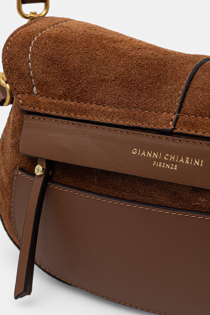 GIANNI CHIARINI чанта crossbody дамска от велур HELENA ROUND кафява BS 12618 CM-PL