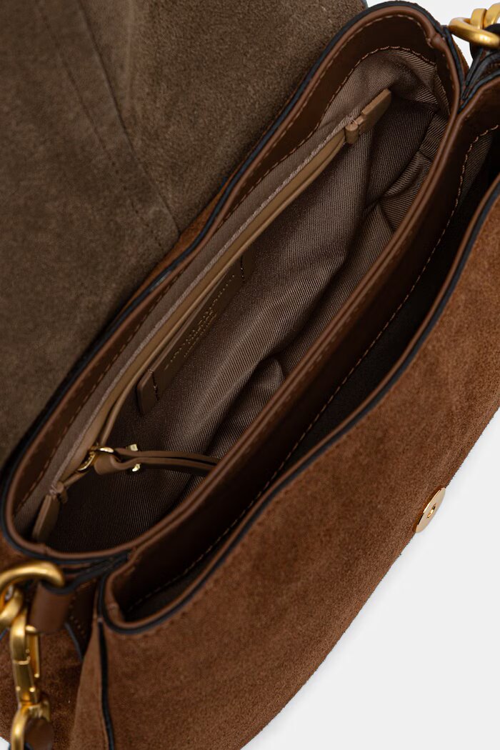 GIANNI CHIARINI чанта crossbody дамска от велур HELENA ROUND кафява BS 12618 CM-PL