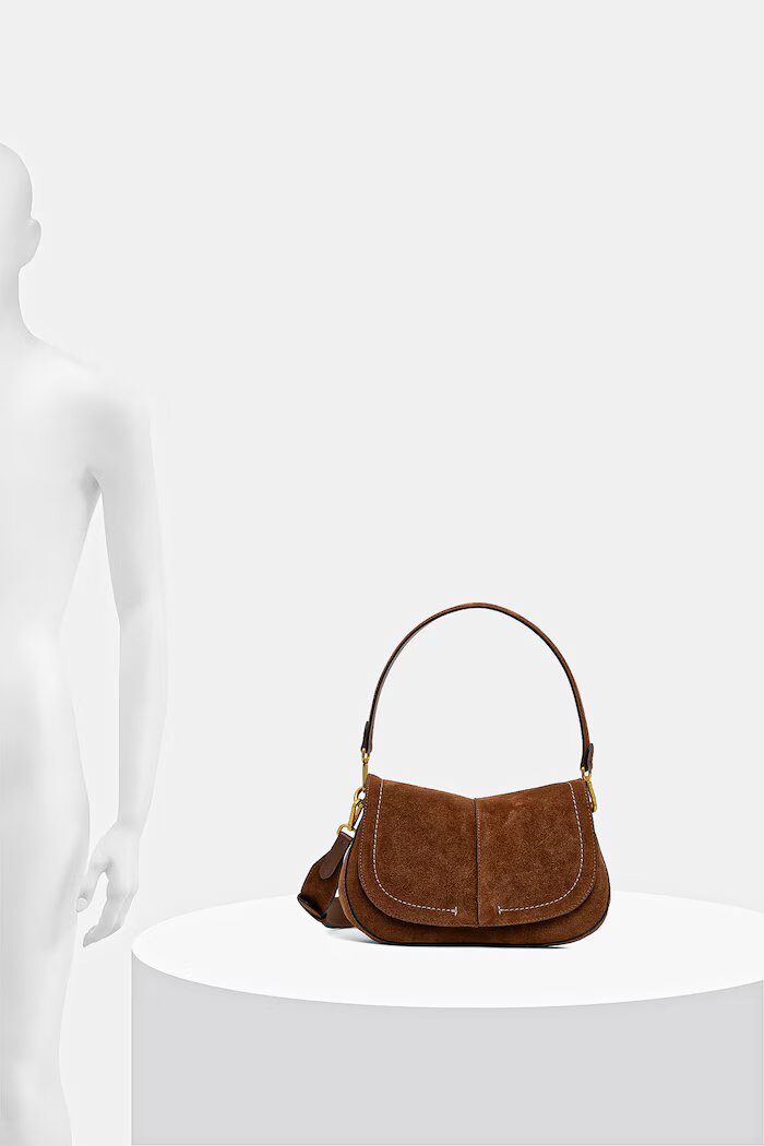 GIANNI CHIARINI чанта crossbody дамска от велур HELENA ROUND кафява BS 12618 CM-PL