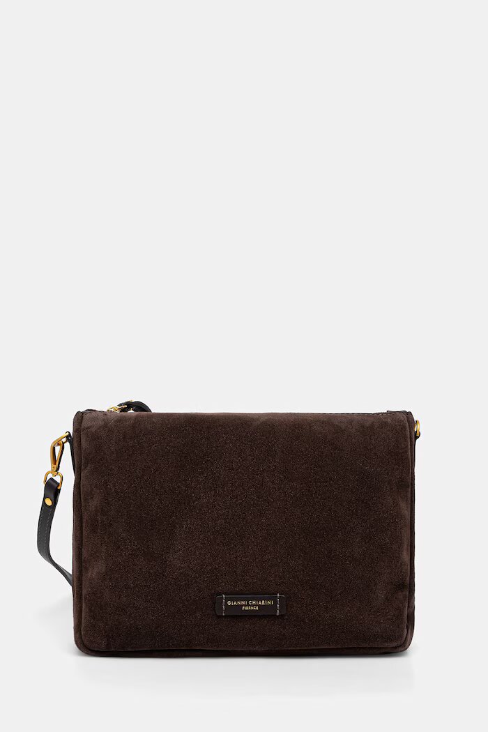 GIANNI CHIARINI чанта crossbody дамска от велур NORA POUCH кафява BS 10225 CM-PL