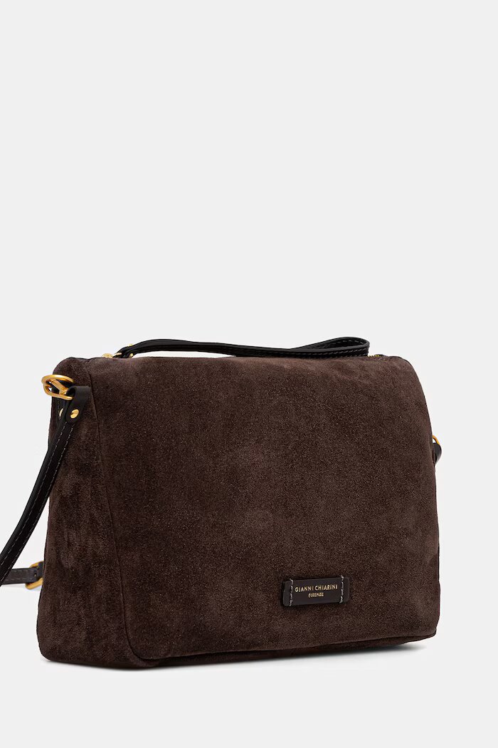 GIANNI CHIARINI чанта crossbody дамска от велур NORA POUCH кафява BS 10225 CM-PL