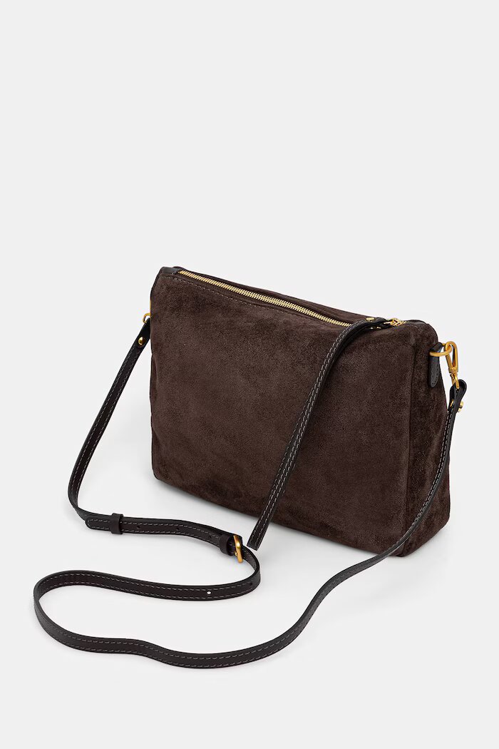 GIANNI CHIARINI чанта crossbody дамска от велур NORA POUCH кафява BS 10225 CM-PL