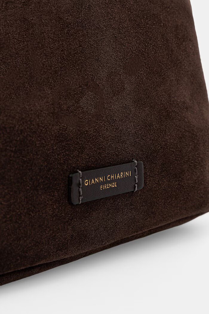 GIANNI CHIARINI чанта crossbody дамска от велур NORA POUCH кафява BS 10225 CM-PL