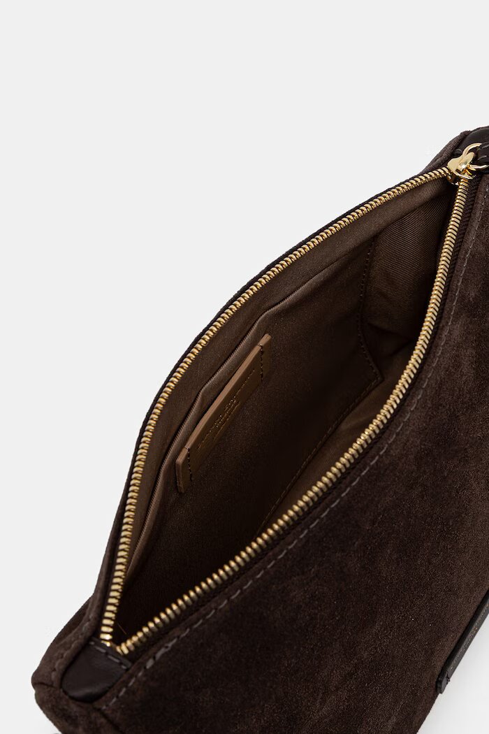 GIANNI CHIARINI чанта crossbody дамска от велур NORA POUCH кафява BS 10225 CM-PL