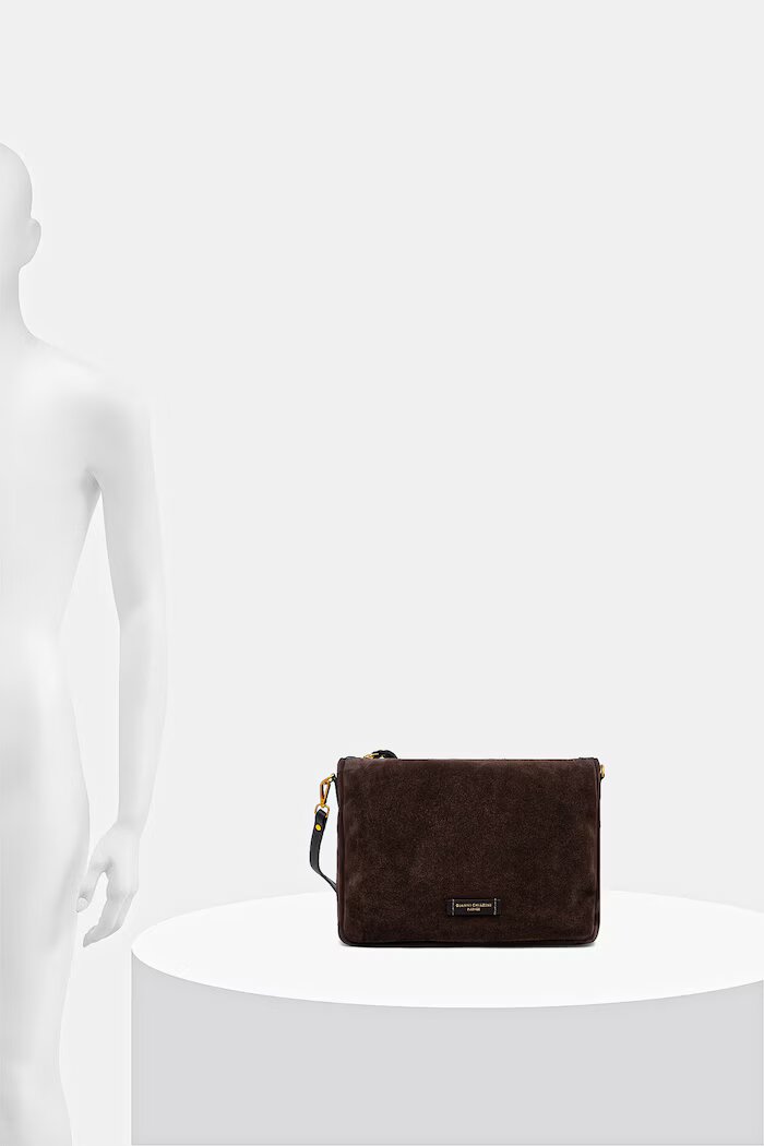 GIANNI CHIARINI чанта crossbody дамска от велур NORA POUCH кафява BS 10225 CM-PL