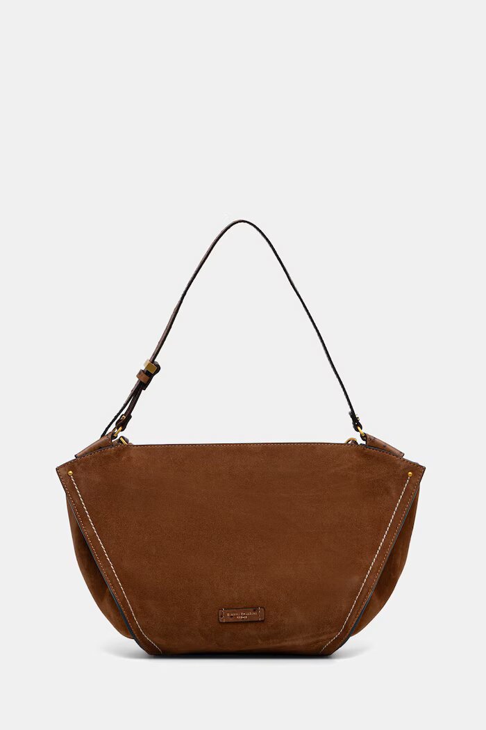 GIANNI CHIARINI чанта tote дамска от велур BLOOM кафява BS 12727 CM-STEMU