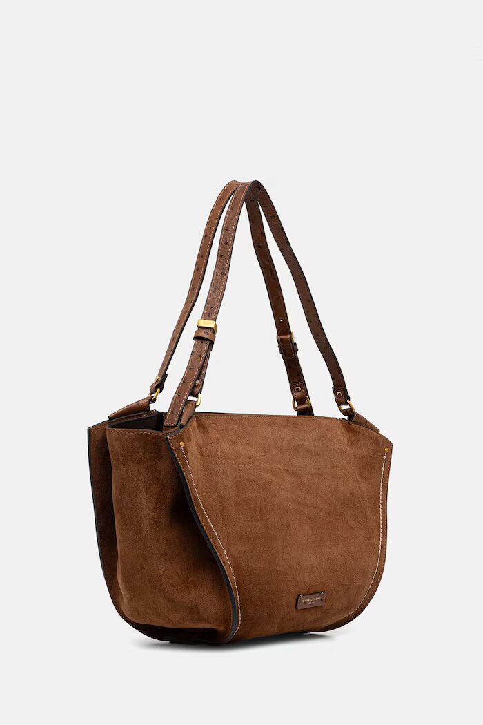 GIANNI CHIARINI чанта tote дамска от велур BLOOM кафява BS 12727 CM-STEMU