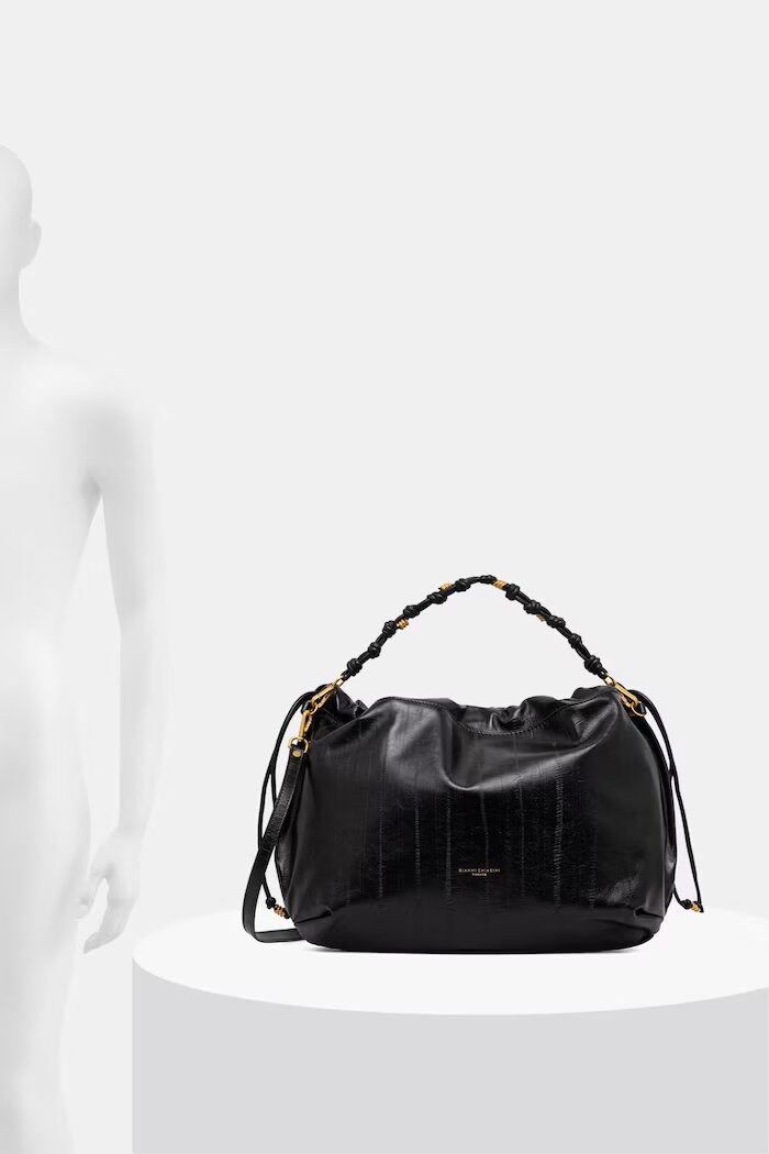 GIANNI CHIARINI шопинг чанта дамска от кожа MORGANA черна BS 12260 EEL