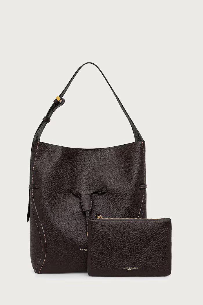 GIANNI CHIARINI шопинг чанта дамска от кожа SIENNA кафява BS.11787.RNGDBL.T.U.