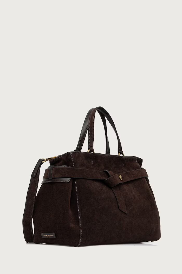 GIANNI CHIARINI шопинг чанта дамска от велур MIRANDA кафява BS 11887 CM-FRSH