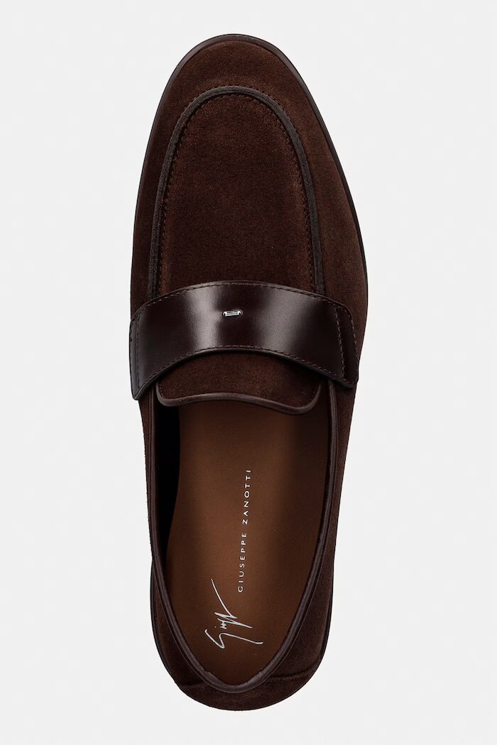 Giuseppe Zanotti мокасини мъжки от велур Berth кафяви EU60040.003