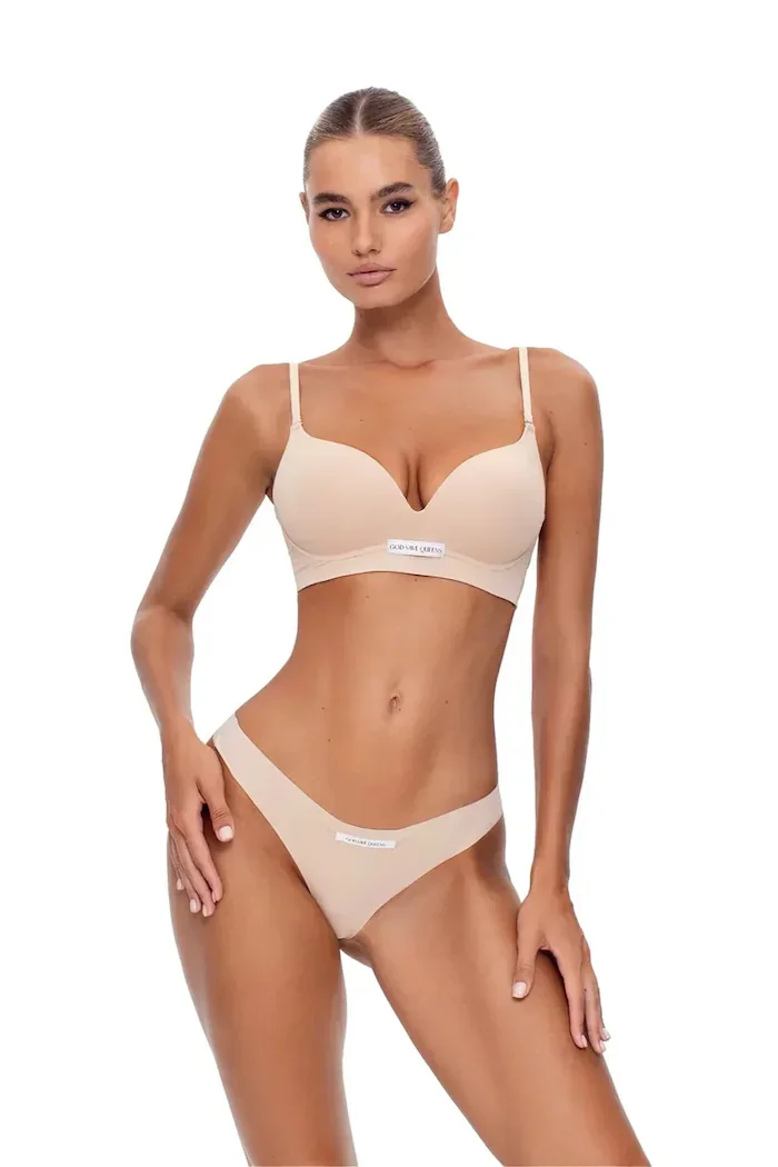 god save queens Сутиен SECOND SKIN BRA WIRE-FREE в бежово с изчистен дизайн GSQ-135-114