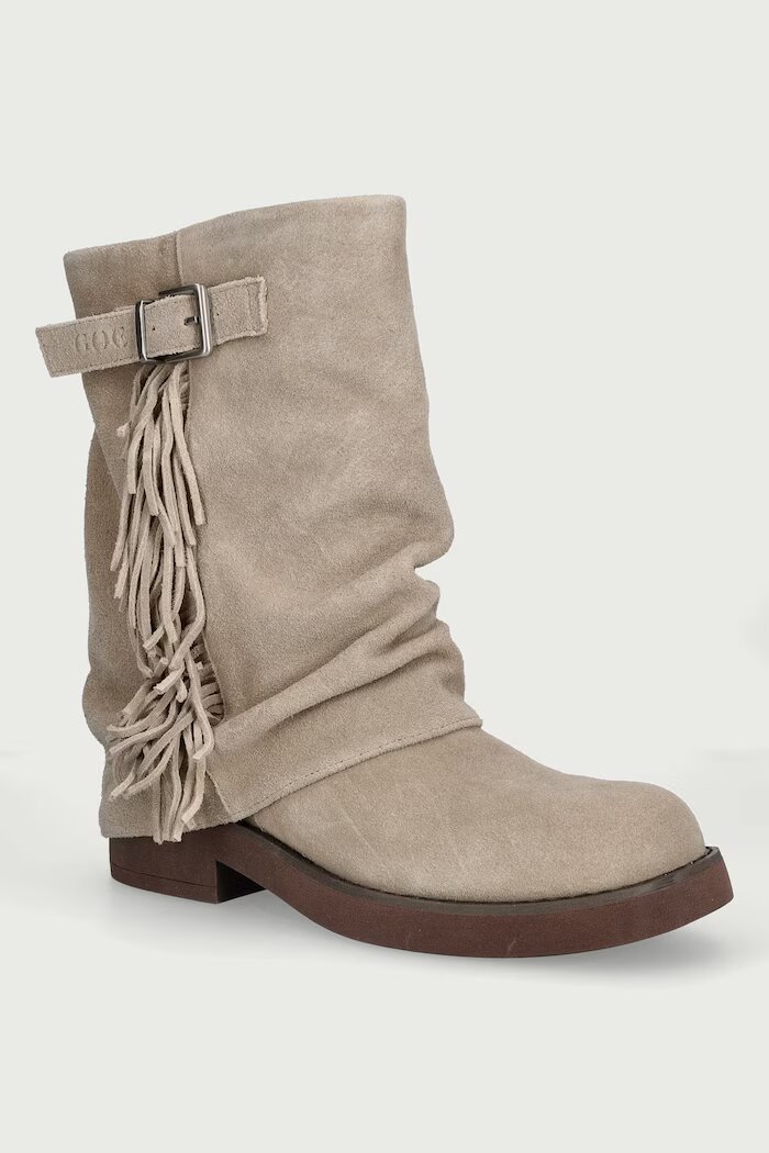 GOE боти дамски от велур бежови UU2N4109 TAUPE