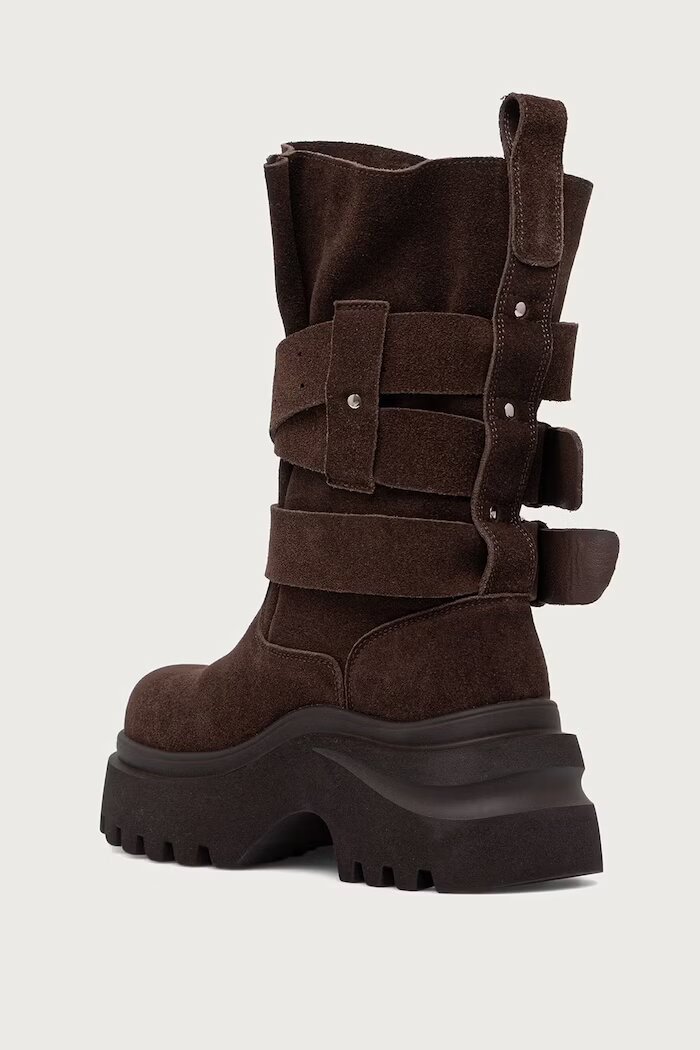 GOE боти с платформа дамски от велур кафяви UU2N4106 BROWN
