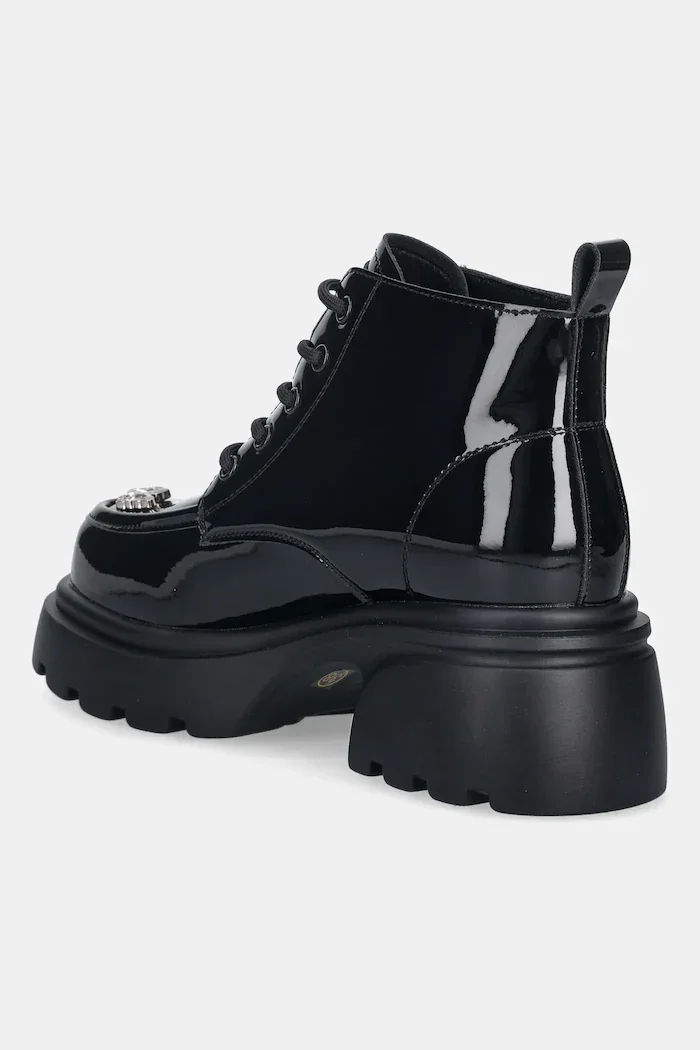 GOE Кожени боти в черно с дебел ток SS2N4102 BLACK