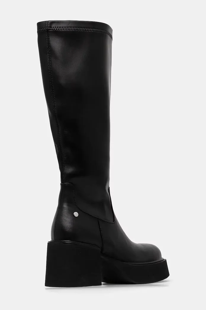 GOE Кожени ботуши в черно с дебел ток OO2N4407 BLACK