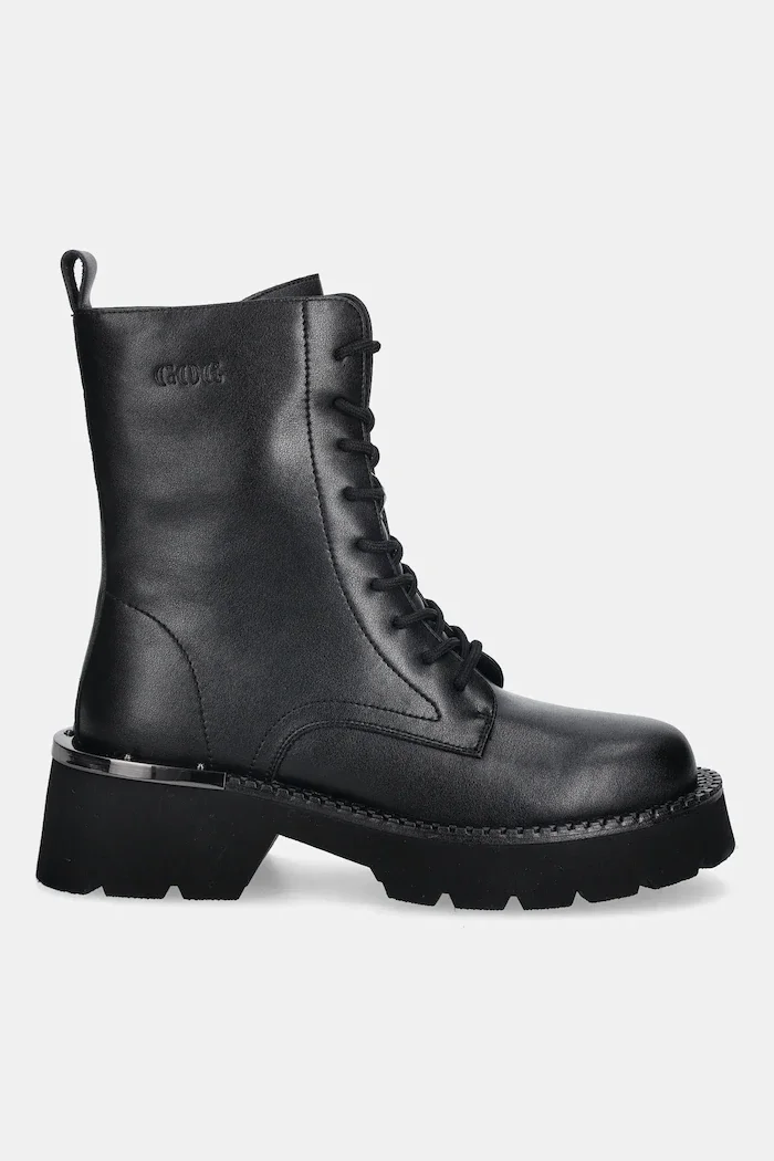 GOE Кожени кубинки в черно с платформа с лека изолация SS2N4164 BLACK
