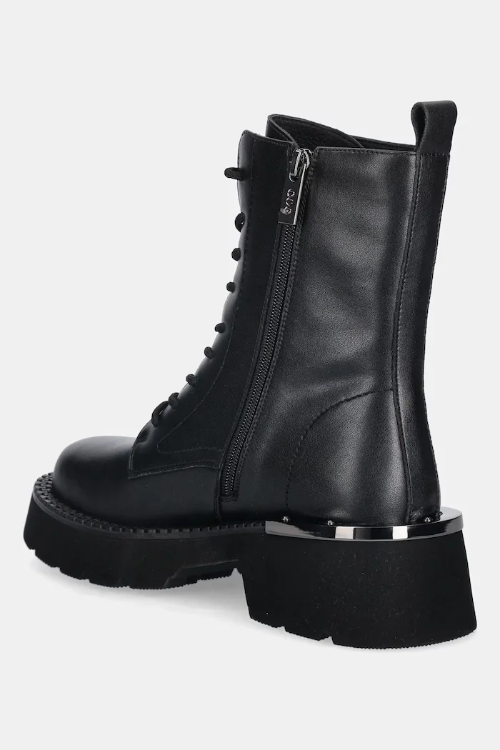 GOE Кожени кубинки в черно с платформа с лека изолация SS2N4164 BLACK