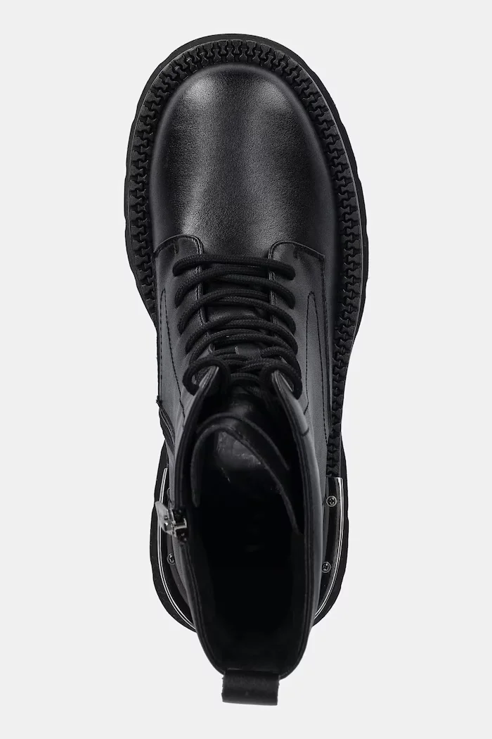 GOE Кожени кубинки в черно с платформа с лека изолация SS2N4164 BLACK