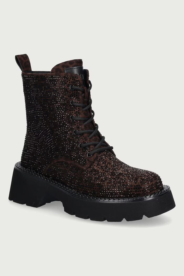 GOE кубинки дамски от велур кафяви UU2N4116 BROWN