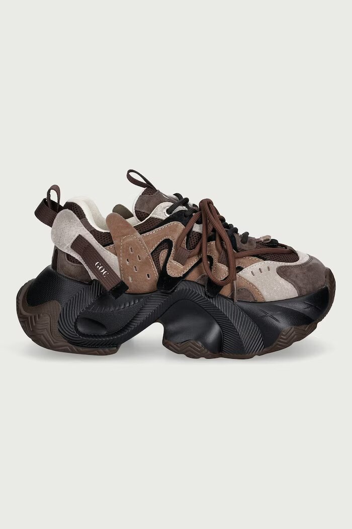 GOE маратонки дамски кафяви с платформа UU2N4908 BROWN