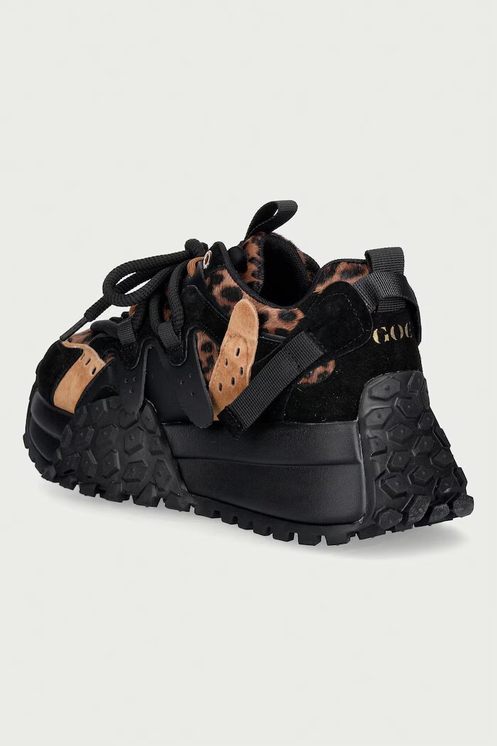 GOE маратонки дамски от кожа черни с платформа UU2N4017 BLACK