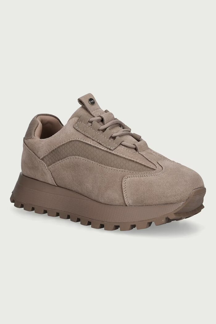 GOE маратонки дамски от велур бежови с платформа UU2N4900 TAUPE